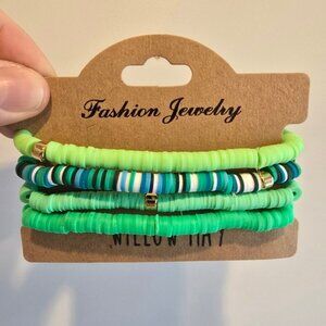 Willow May Green And White Clay Bracelet Bundle